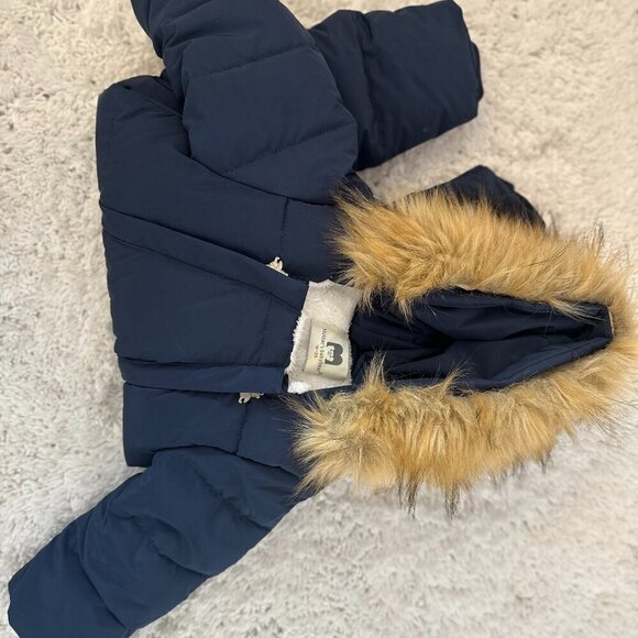 Mother's Babybear Infant Winter Snowsuit Parka Navy Fluffy Jacket Size 18-24 - Picture 4 of 11